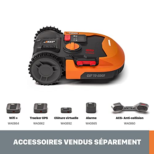 WORX Robot cortacésped Landroid M500 Plus 20V Máx. | WR165E | Superficie de hasta 500m2 | Pendientes de hasta el 35% | Navegación Inteligente |Cut to Edge 2,6 cm del Borde