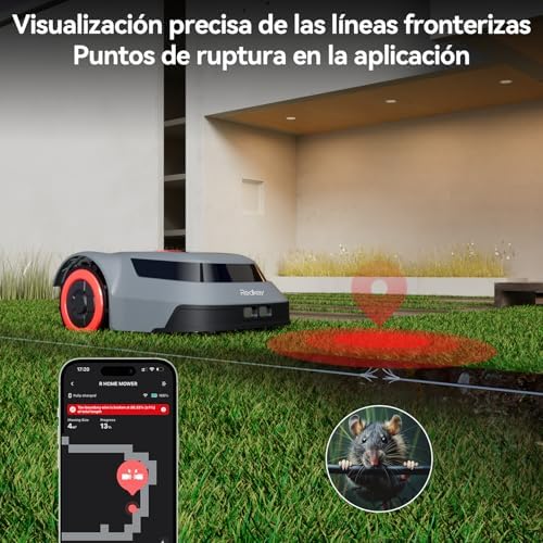 Redkey MGC1000 Robot Cortacesped, Robot Cortacésped con Cable Delimitador 1000m² Tecnología C-TOF Planificación de Rutas Cartografía 45% Capacidad de Escalada Control APP Silencioso 57dB