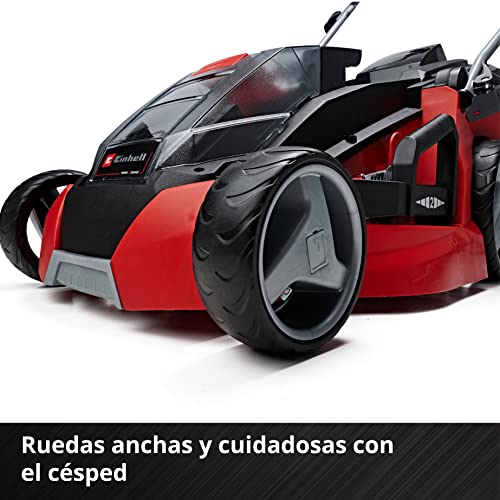 Einhell Cortacésped GE-CM 43 Li M Kit Power X-Change (36V, 43 cm ancho de corte, hasta 600 m², Brushless, función de mulching, 63L bolsa recolectora, con 2x 4,0 Ah baterías y 2x cargadores)