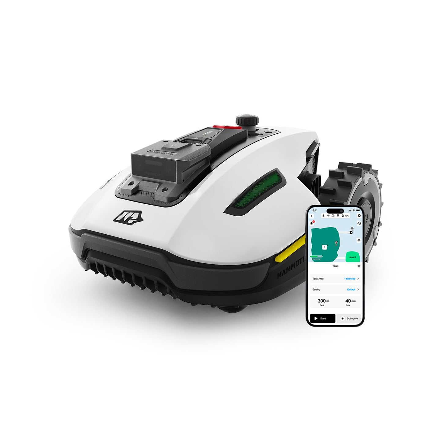 MAMMOTION YUKA Mini 500 Robot Cortacésped Perimetral sin Cables, Recomendado 500m², MAX. 700m², Auto Mapping Visión 3D AI, 50% Pendiente, 5 Cuchillas Pivotantes, con Módulo 4G