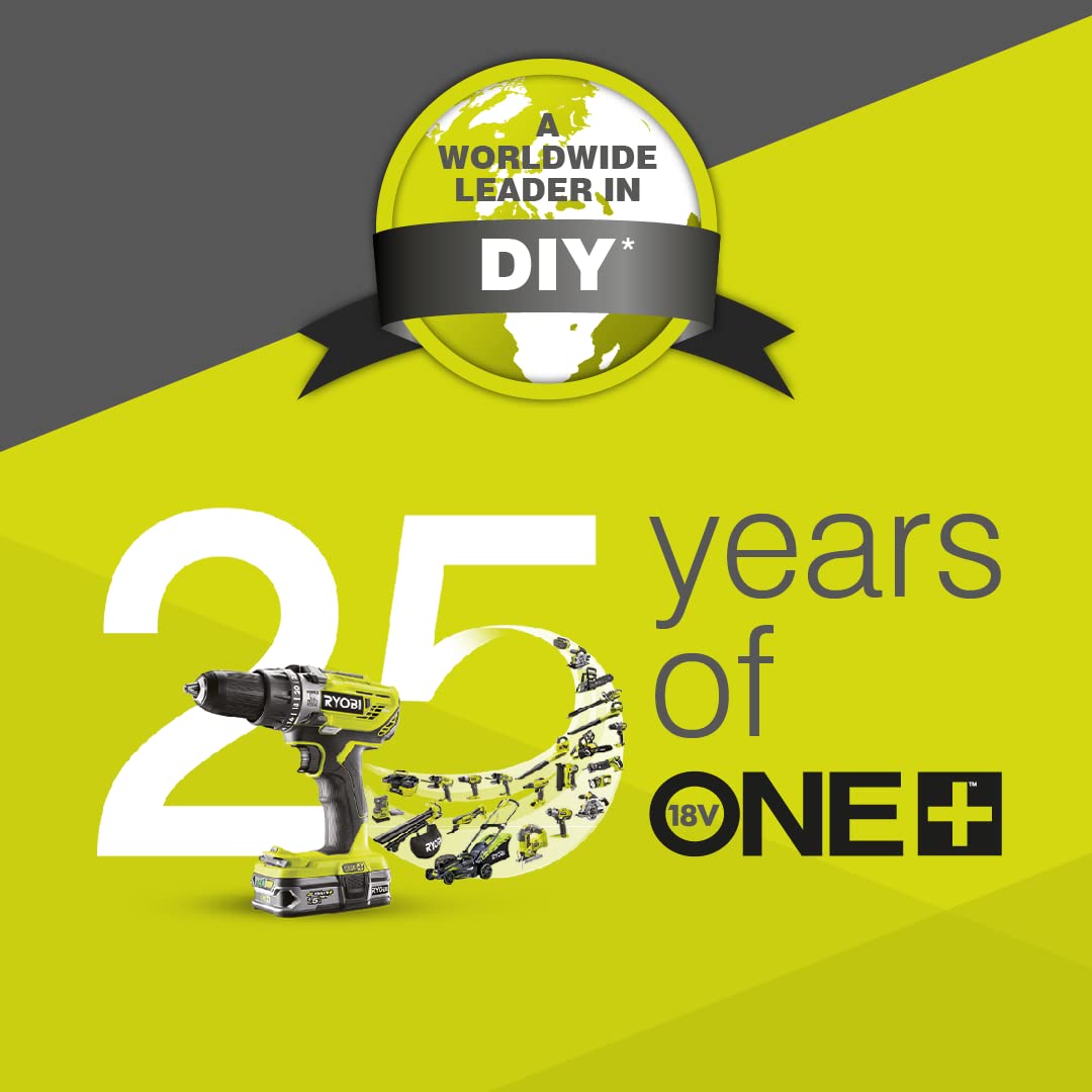 RYOBI - Cortacésped Eléctrico Inalámbrico a Batería 18V One+ Ø33cm - Recoge y Mulching - Gran Autonomía - Compacto y Fácil de Almacenar - Se Entrega con 1 Obturador - OLM1833B