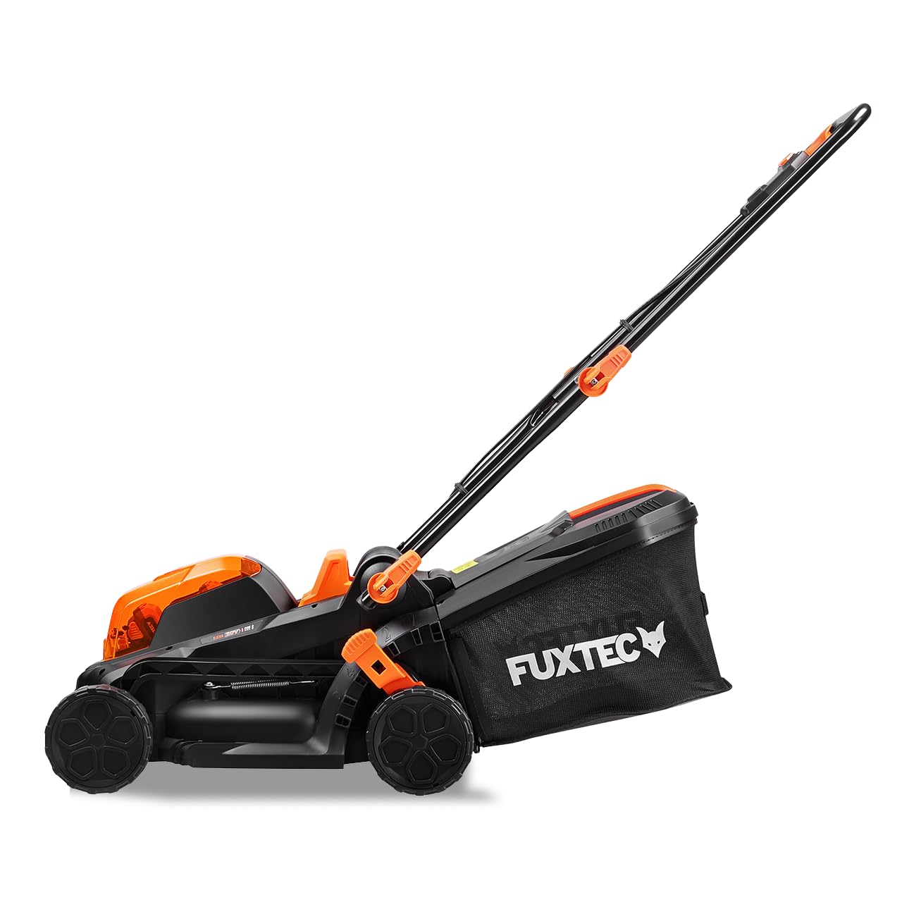 FUXTEC Cortacésped de batería FX-E1RM20 40Volt (2x20V) Set con 2 baterías y Cargador - 33cm de Ancho de Corte / 35L de Bolsa de Recogida de Hierba