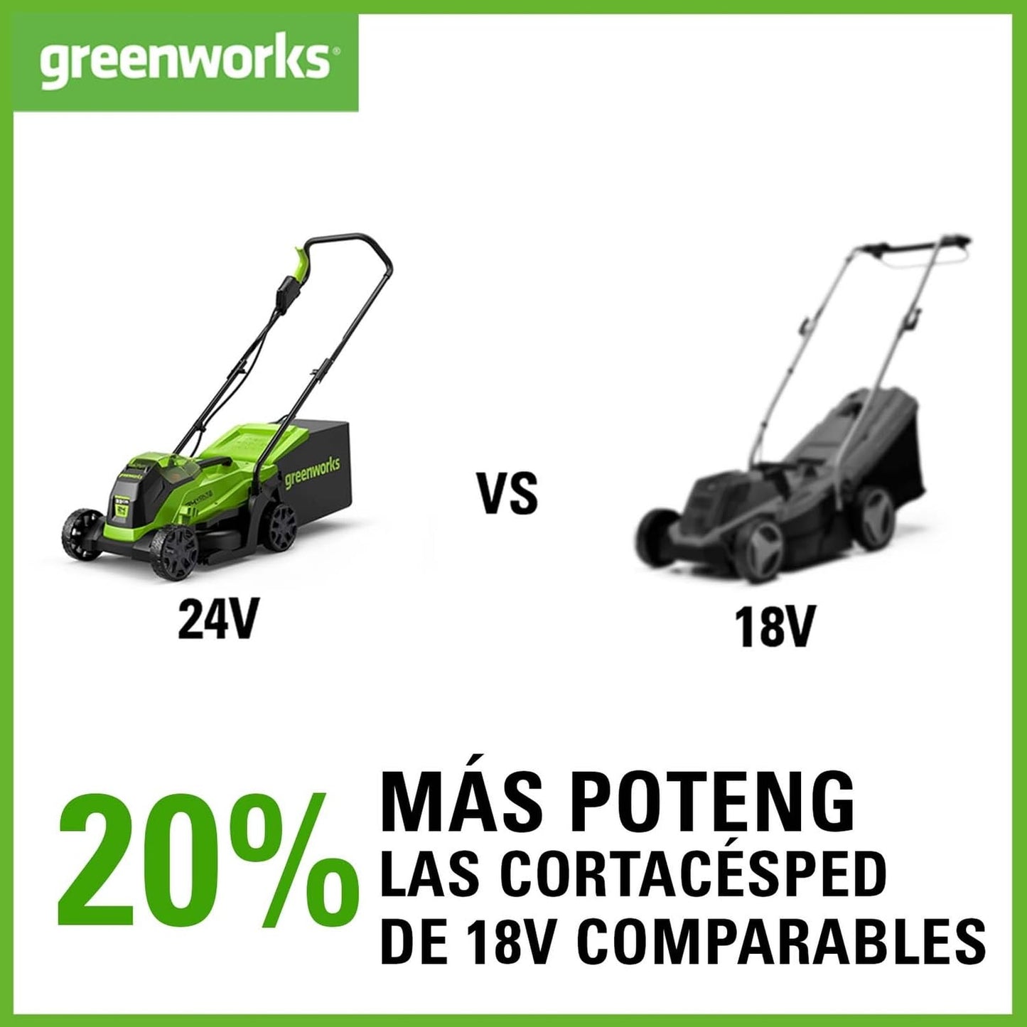 Greenworks Cortacésped de batería GD24LM33K2 (Li-Ion 24V 33cm ancho corte hasta 280m² 30L recogedor de hierba 5 veces ajuste altura corte central 25-75mm Incluye batería de 2Ah y cargador)