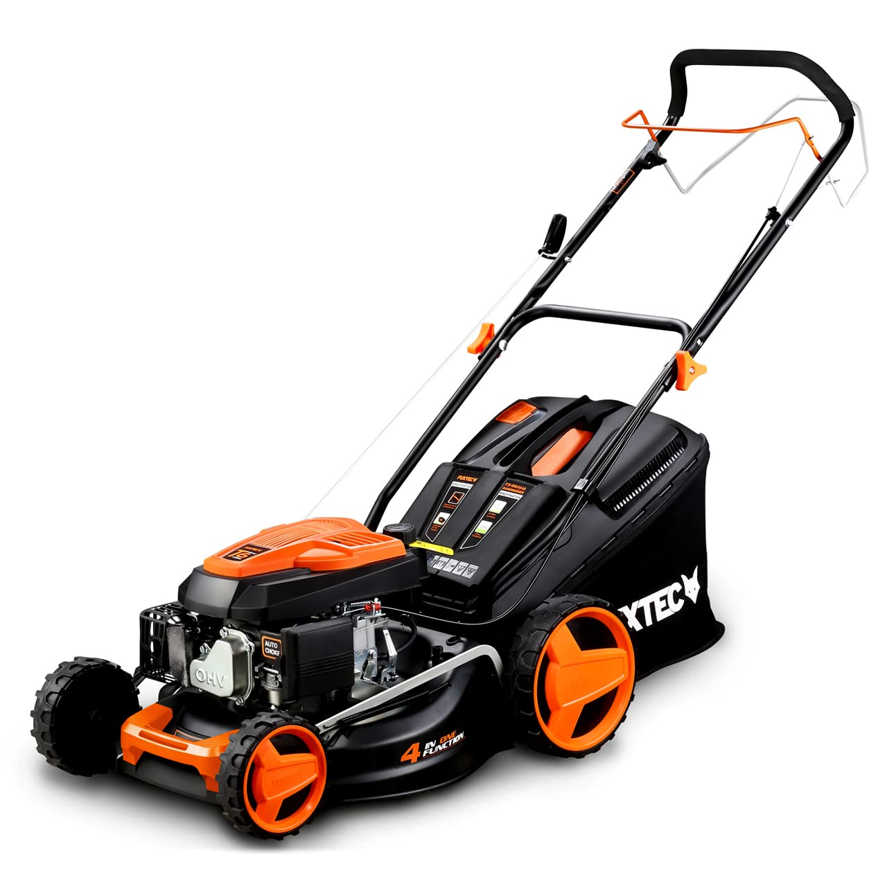 Cortacésped de tracción de Gasolina autopropulsado FUXTEC FX-RM4646 46cm de Ancho de Corte, Potente Motor de Gasolina con transmisión GT 146cc Easy Clean 4en1 2,6KW Mulching/Bolsa de césped 50L
