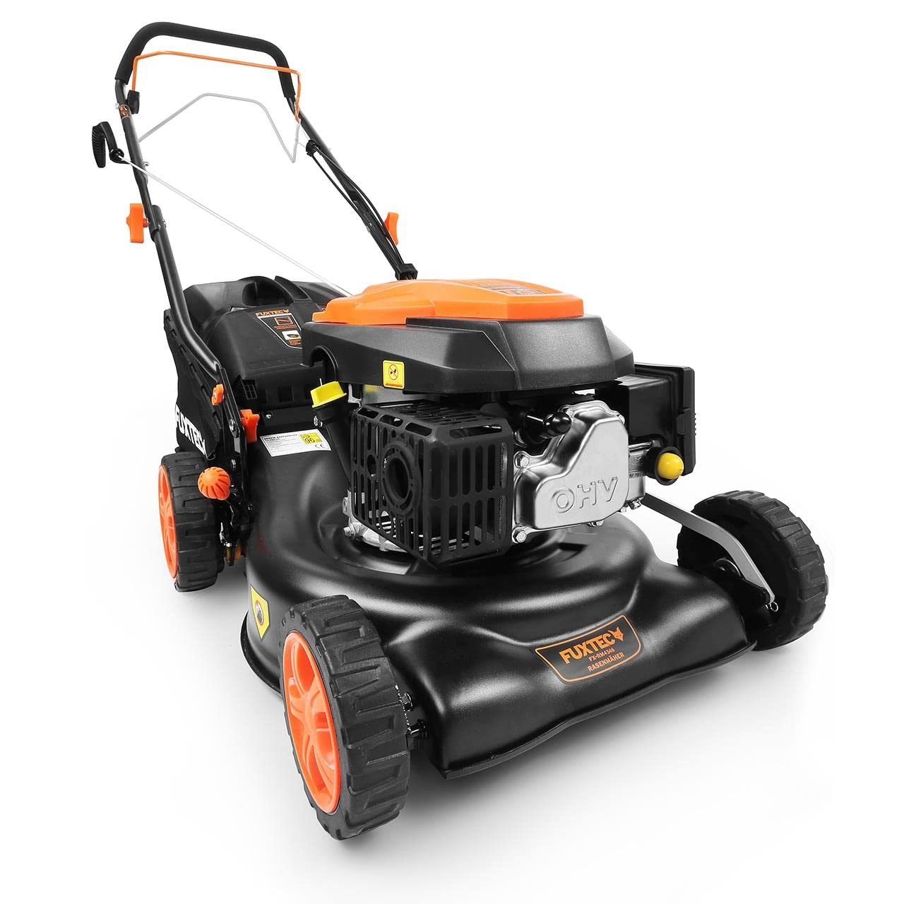 FUXTEC FX-RM4346 cortacésped de tracción de gasolina - 3n1 cortacésped de gasolina autopropulsado con mulching, Easy Clean, anchura de corte 43 cm, bolsa de hierba de 40L