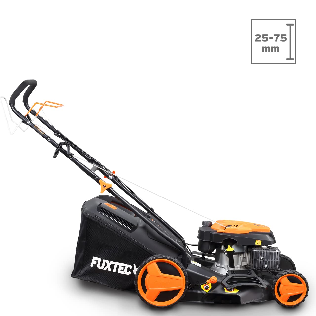 Cortacésped de tracción de Gasolina autopropulsado FUXTEC FX-RM4646 46cm de Ancho de Corte, Potente Motor de Gasolina con transmisión GT 146cc Easy Clean 4en1 2,6KW Mulching/Bolsa de césped 50L