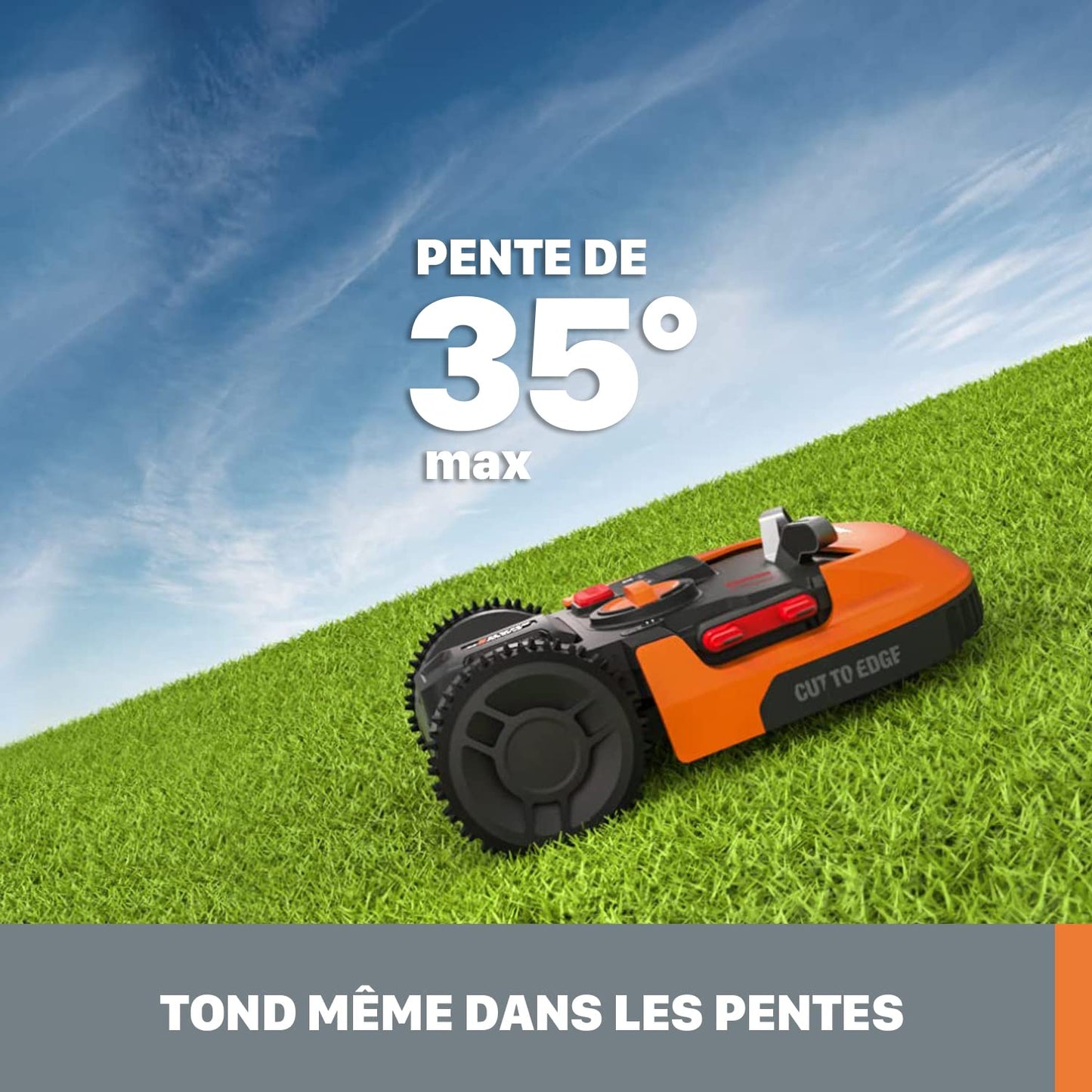 WORX Robot cortacésped Landroid M500 Plus 20V Máx. | WR165E | Superficie de hasta 500m2 | Pendientes de hasta el 35% | Navegación Inteligente |Cut to Edge 2,6 cm del Borde
