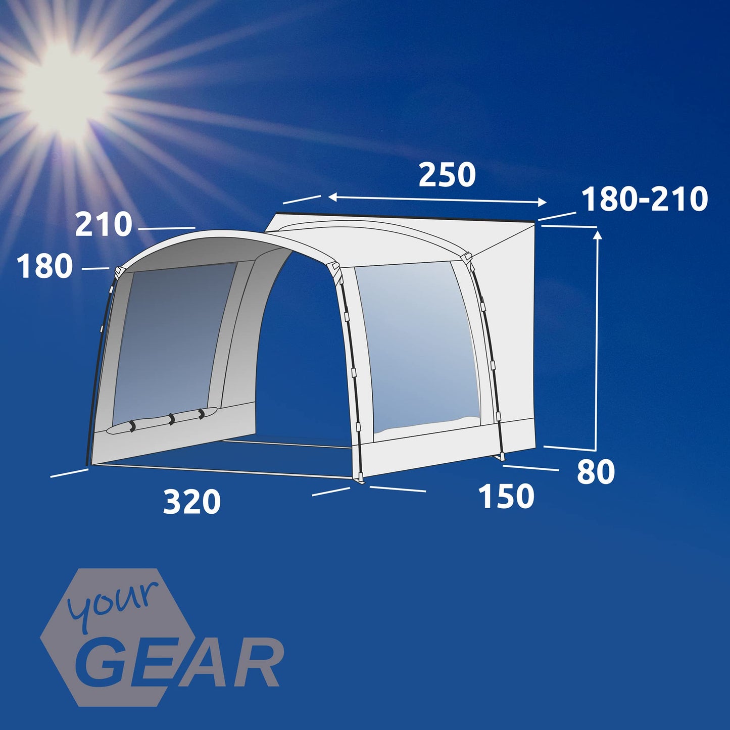 your GEAR Panarea 320 - Toldo para autobús, furgoneta, camper UV 50+, toldo impermeable
