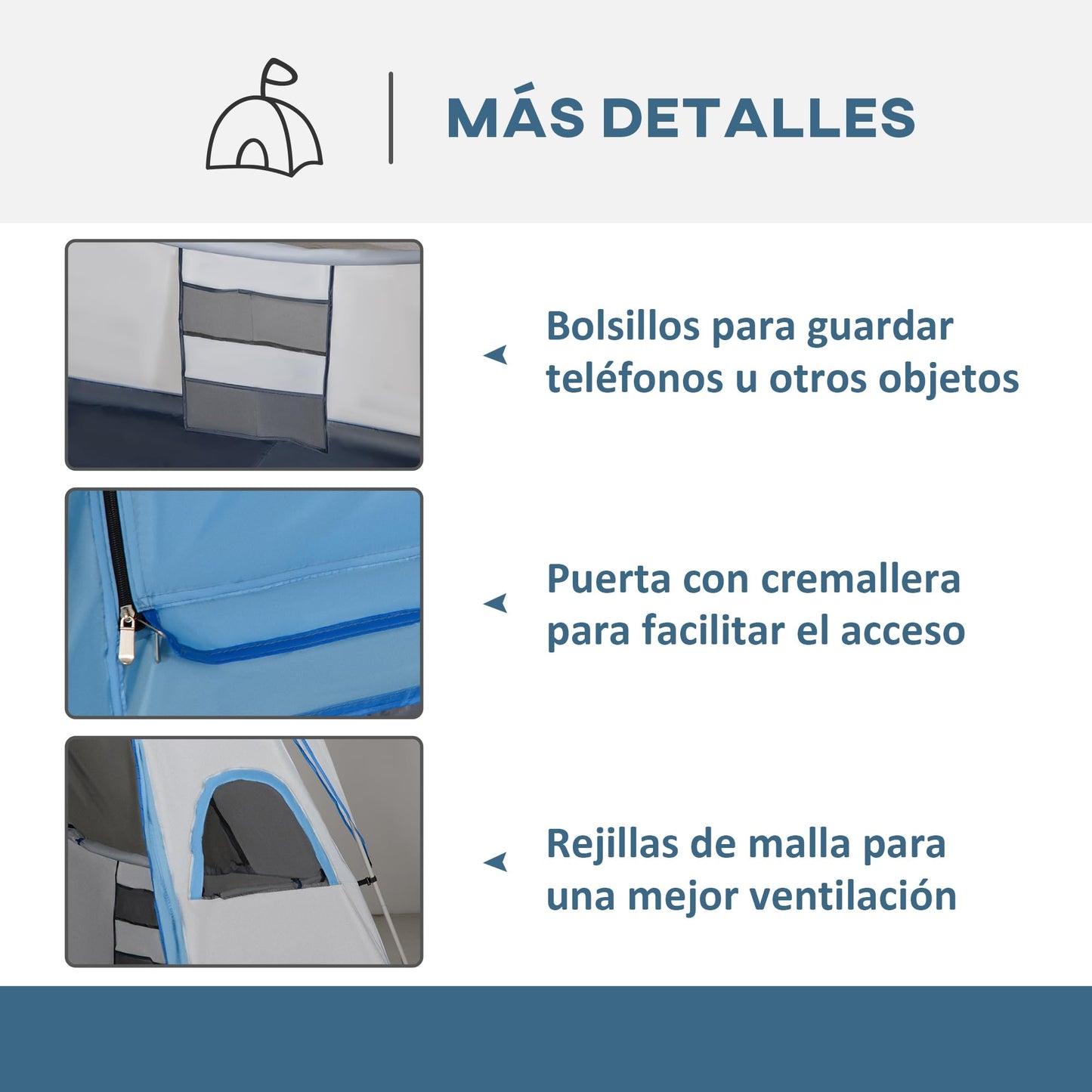 Outsunny Tienda de Campaña Familiar para 4-8 Personas con 2 Dormitorios Tienda de Camping Grande con 2 Bolsillos y Ventanas con Malla Impermeable 400x275x210 cm Gris y Azul Claro