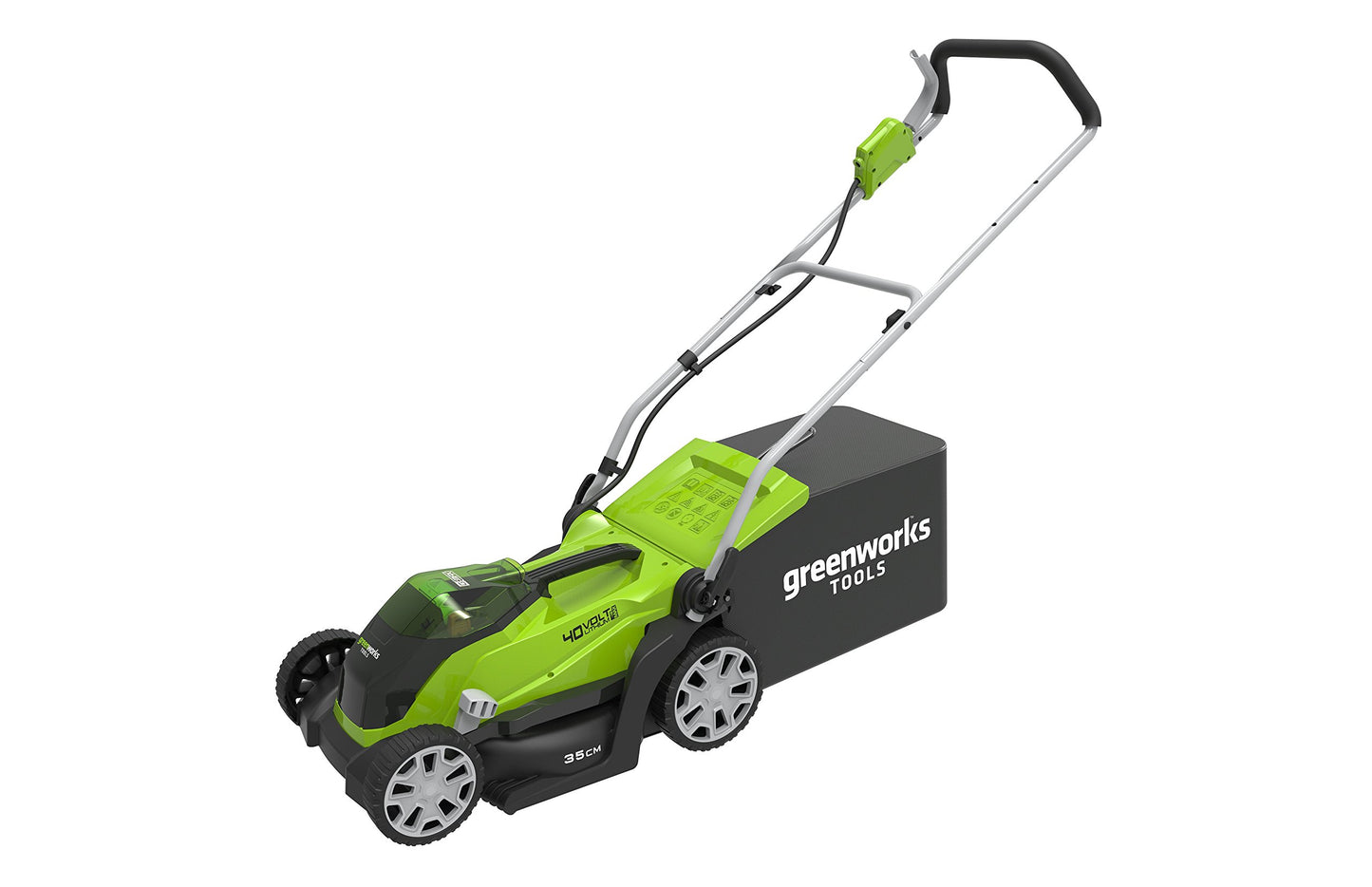 Greenworks G40LM35K2X Cortacésped de Batería para Céspedes de Hasta 400 m², Ancho de Corte 35 cm, Bolsa de 40L MÁS Dos Baterías de 40V 2Ah y Un Cargador, Garantía de 3 Años