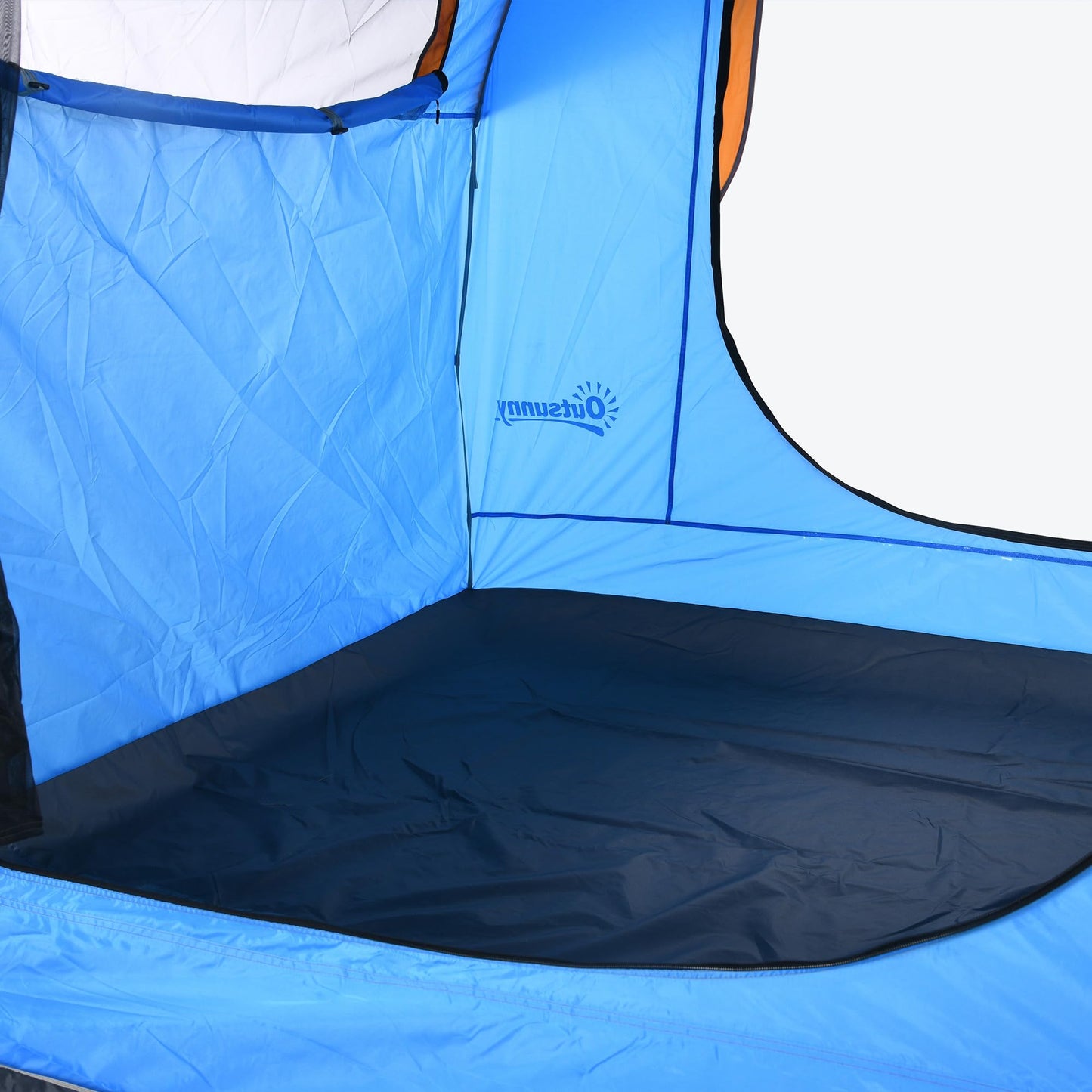 Outsunny 5-6 Personas Familia Hatchback Coche Tienda de campaña SUV con 3 Puertas y Ventana de Malla, para Trekking, Camping y Senderismo, Azul y Naranja