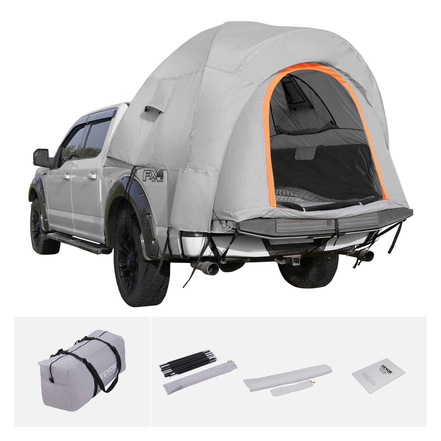 VEVOR Tienda de Campaña para Camioneta 160x165x170 cm con Capa de Lluvia y Bolsa de Transporte Tienda de camión de Doble Capa PU2000mm Impermeable para 2-3 Personas, para Acampar Viajar al Aire Libre