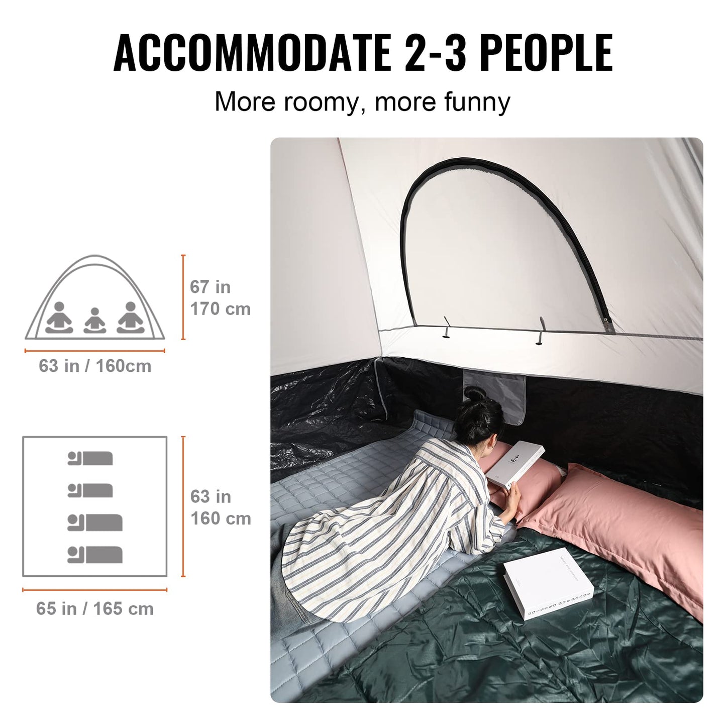 VEVOR Tienda de Campaña para Camioneta 160x165x170 cm con Capa de Lluvia y Bolsa de Transporte Tienda de camión de Doble Capa PU2000mm Impermeable para 2-3 Personas, para Acampar Viajar al Aire Libre