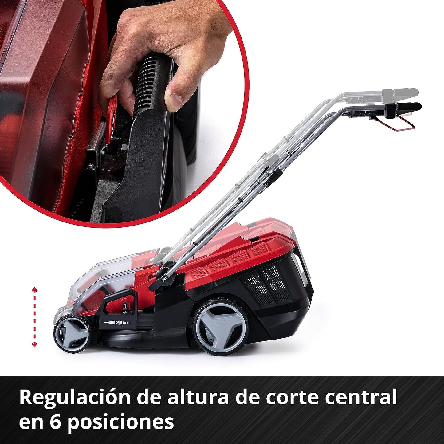 Einhell Cortacésped a batería GE-CM 36/36 Li Kit Power X-Change (36V, 36cm ancho de corte, hasta 400 m², Brushless, 40L bolsa recolectora, 25-75 mm altura de corte, con 2x4,0 Ah batería y 2x cargador)