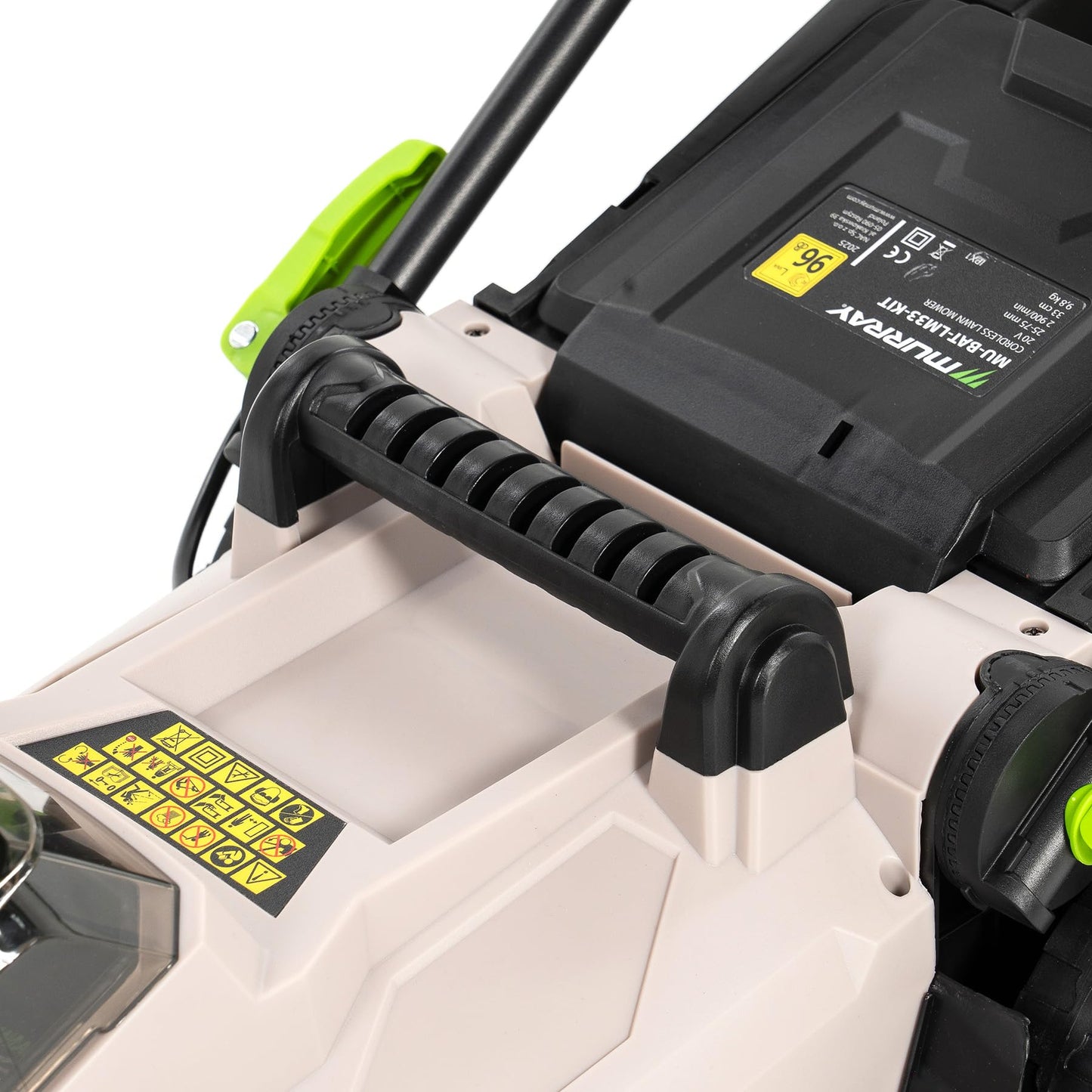 Murray Cortacésped Inalámbrico 20V Li-Ion con Motor de Inducción 2900/min MU-BAT-LM33-KIT – Ancho de Corte de 33 cm, Recogedor de Césped de 32L – 5 Niveles – Mulching, Trasera, Recogedor