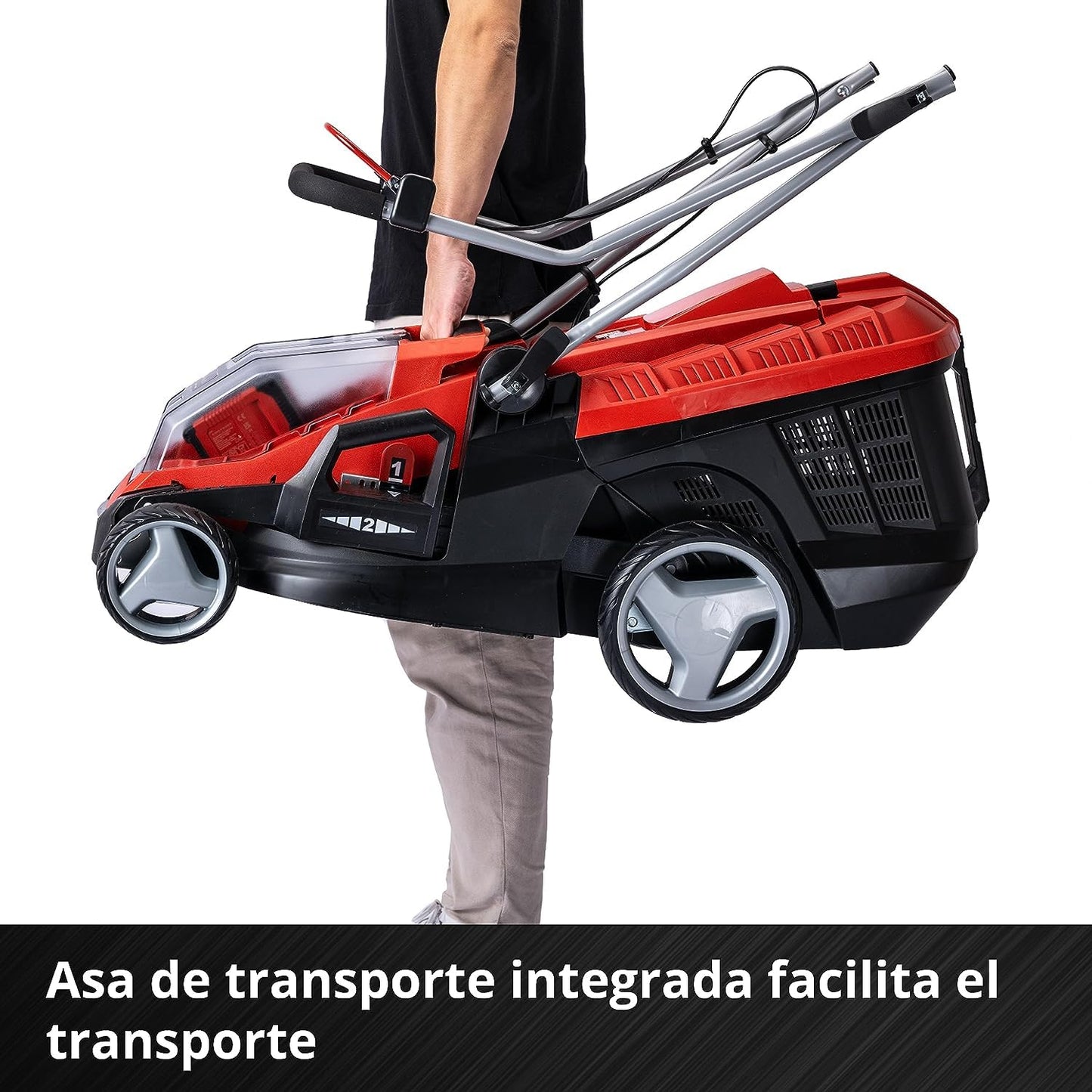 Einhell Cortacésped a batería GE-CM 36/36 Li Kit Power X-Change (36V, 36cm ancho de corte, hasta 400 m², Brushless, 40L bolsa recolectora, 25-75 mm altura de corte, con 2x4,0 Ah batería y 2x cargador)