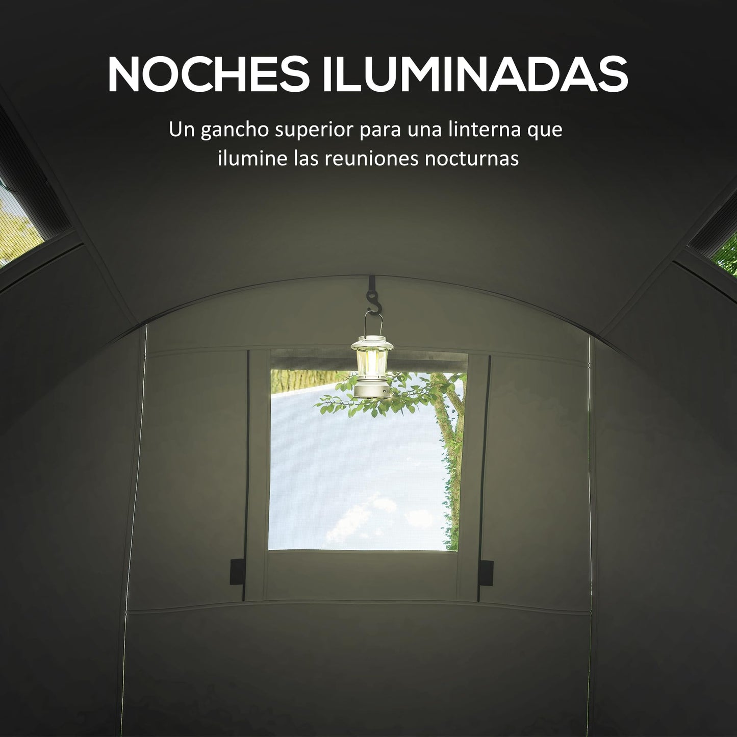 Outsunny Tienda de Campaña Familiar para 3 Personas Tienda Camping Plegable Ligera con Puertas Ventallas Gancho Bolsa de Transporte Impermeable 3000 mm para Playa Senderismo 470x220x150 cm Gris