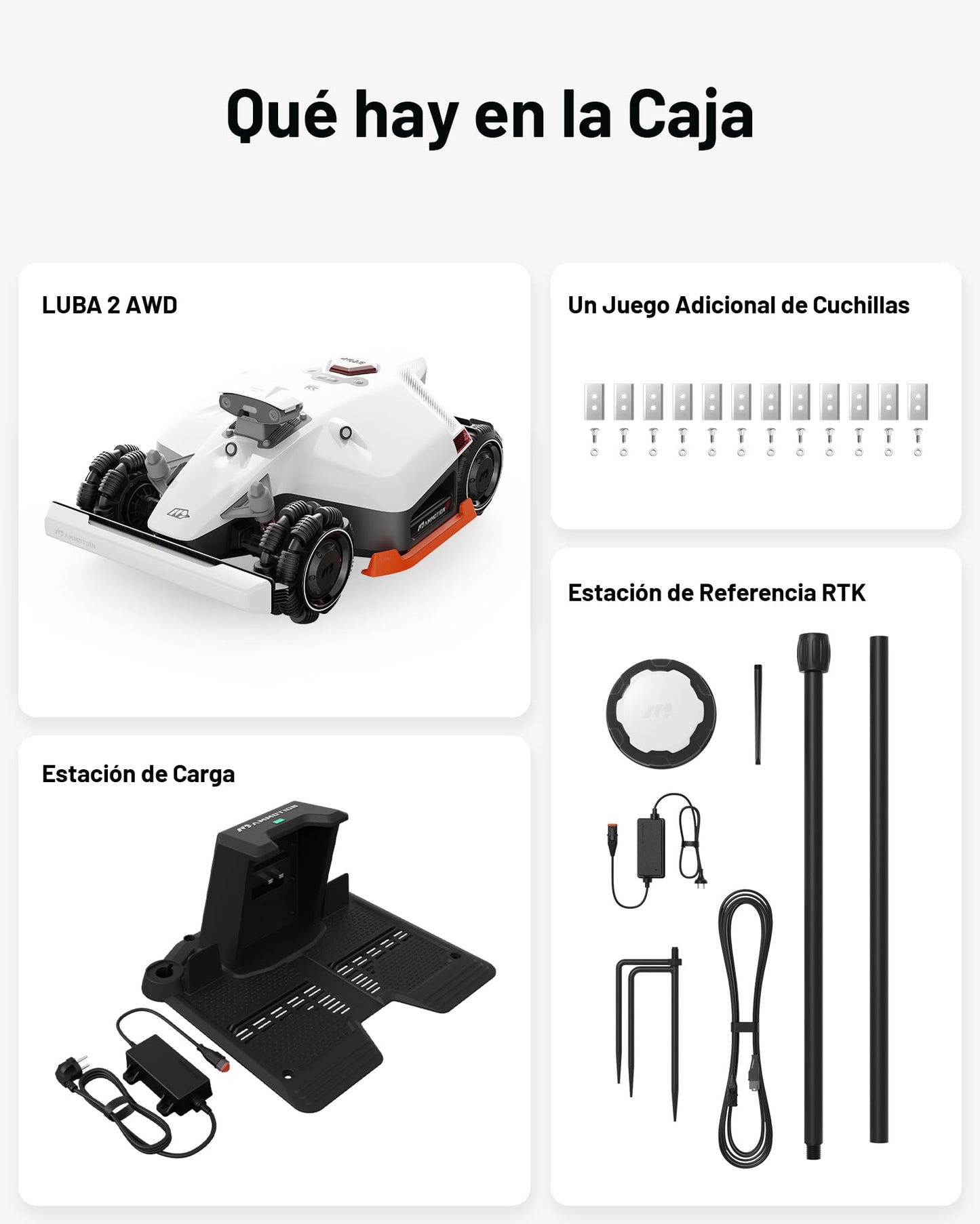 MAMMOTION LUBA 2 AWD 3000X Robot Cortacésped Perimetral sin Cables, Recomendado 3000m², MAX. 3600m², Auto Mapping UltraSense AI Vision, 80% Pendiente, 25-70mm Altura de Corte