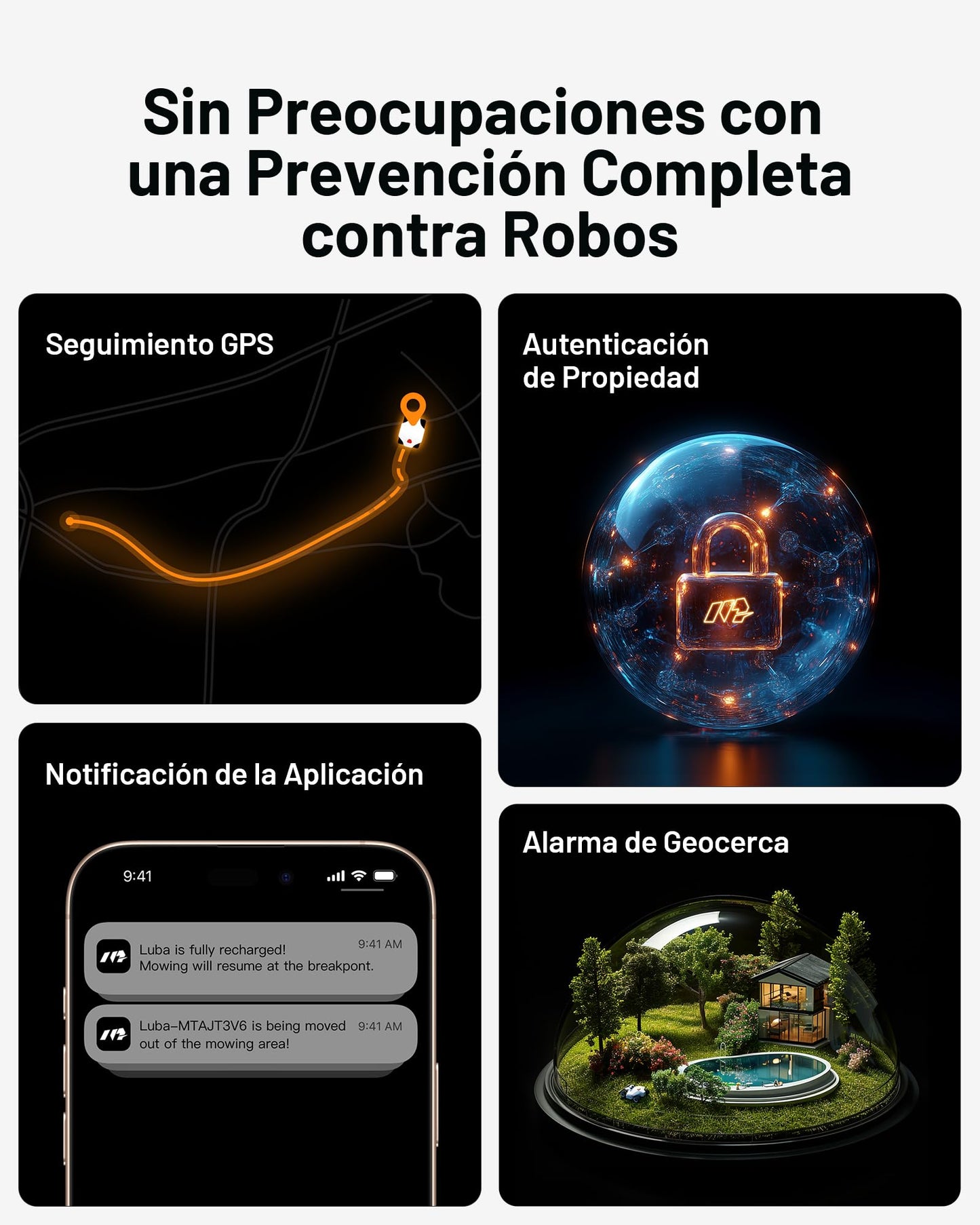 MAMMOTION LUBA 2 AWD 3000X Robot Cortacésped Perimetral sin Cables, Recomendado 3000m², MAX. 3600m², Auto Mapping UltraSense AI Vision, 80% Pendiente, 25-70mm Altura de Corte