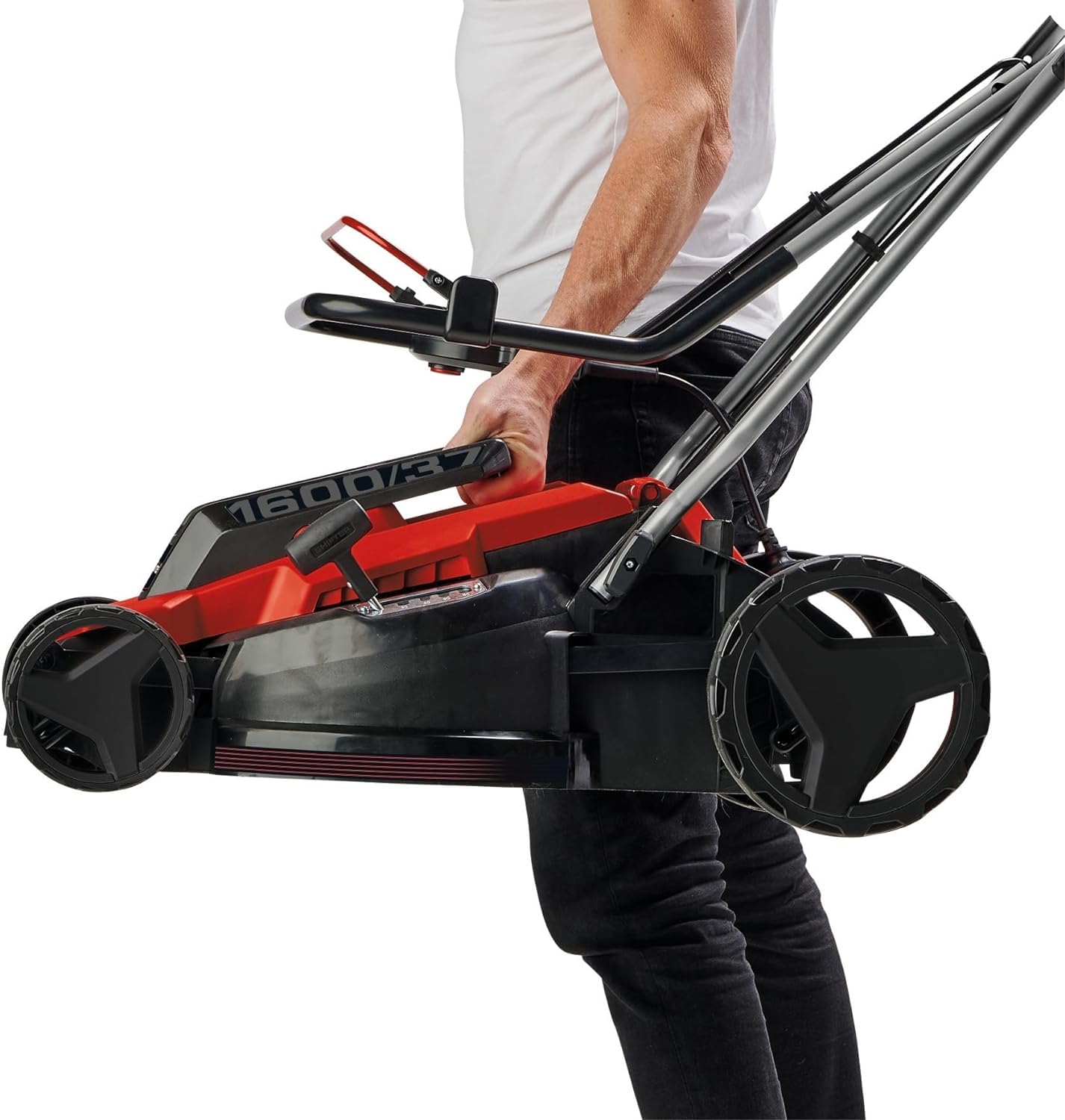 Einhell Cortacésped eléctrico GC-EM 1600/37 (1600 W, 37 cm de Ancho de Corte, hasta 700 m², Cesta colectora de 38 L, Ajuste Central de la Altura de Corte con una Altura de Corte de 20-60 mm)