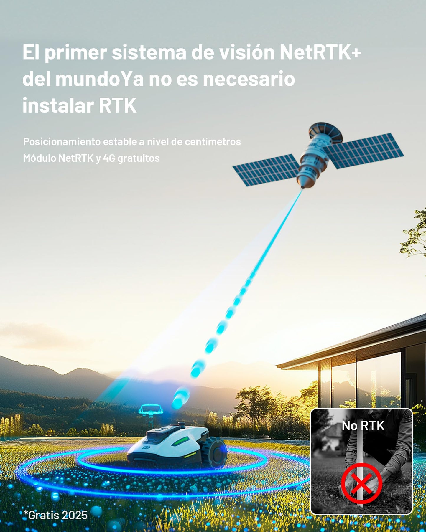 MAMMOTION YUKA Mini 500 Robot Cortacésped Perimetral sin Cables, Recomendado 500m², MAX. 700m², Auto Mapping Visión 3D AI, 50% Pendiente, 5 Cuchillas Pivotantes, con Módulo 4G