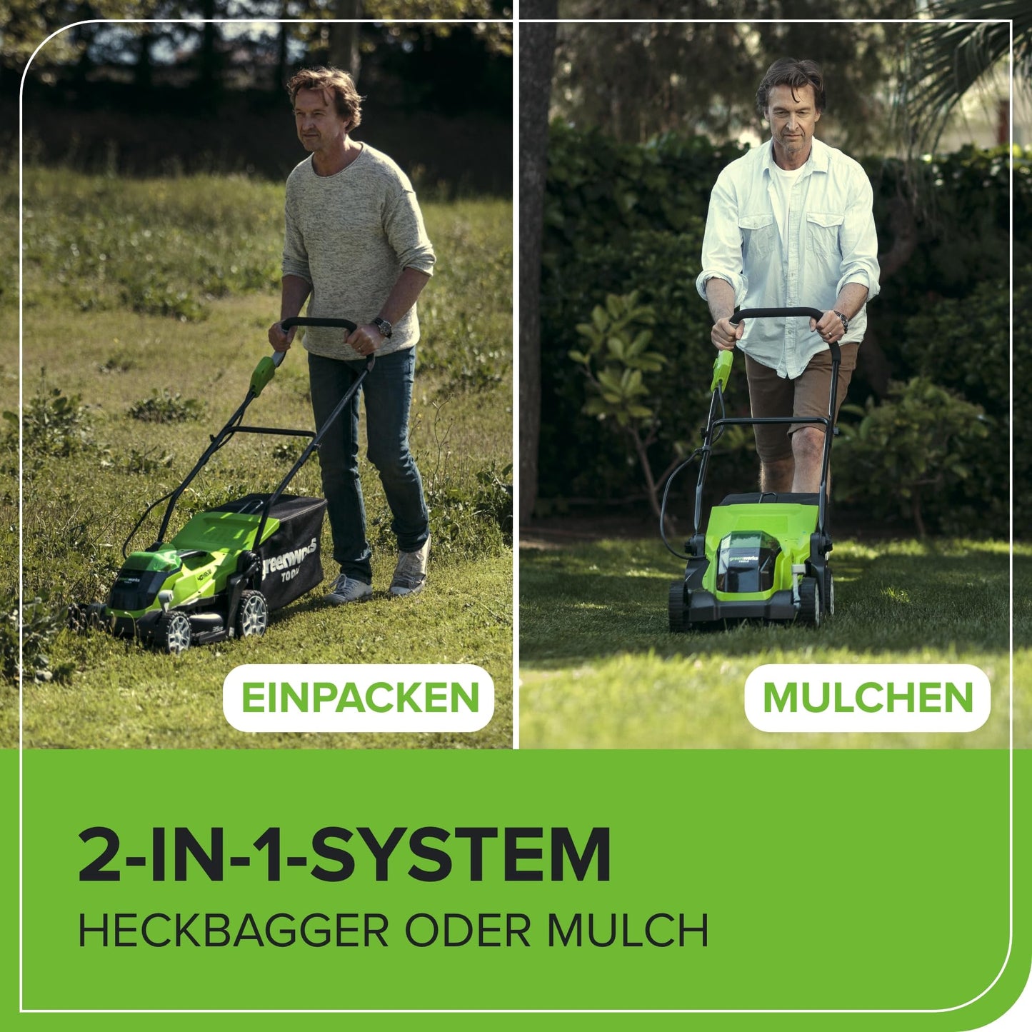 Greenworks G40LM35K2X Cortacésped de Batería para Céspedes de Hasta 400 m², Ancho de Corte 35 cm, Bolsa de 40L MÁS Dos Baterías de 40V 2Ah y Un Cargador, Garantía de 3 Años