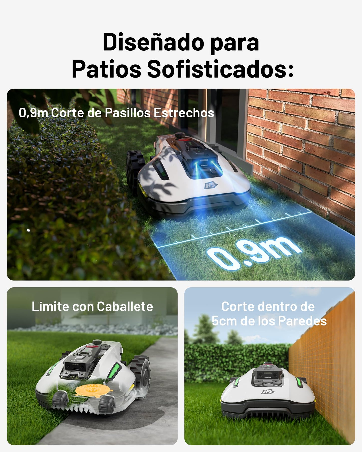 MAMMOTION YUKA Mini 500 Robot Cortacésped Perimetral sin Cables, Recomendado 500m², MAX. 700m², Auto Mapping Visión 3D AI, 50% Pendiente, 5 Cuchillas Pivotantes, con Módulo 4G