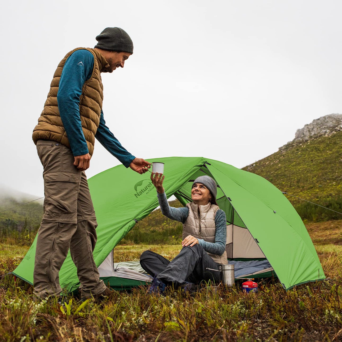 Naturehike Star-River Tienda de Campaña 20D Silicona Tela Ultraligero 2 Persona 4 Estaciones(20D Verde)
