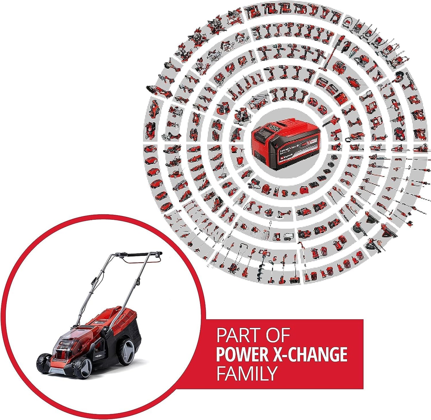 Einhell Cortacésped a batería GE-CM 36/36 Li Kit Power X-Change (36V, 36cm ancho de corte, hasta 400 m², Brushless, 40L bolsa recolectora, 25-75 mm altura de corte, con 2x4,0 Ah batería y 2x cargador)