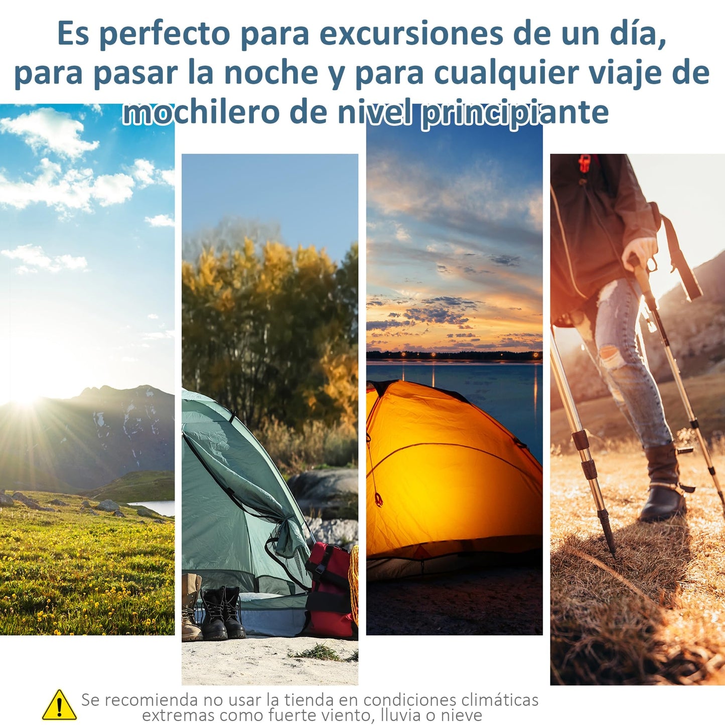 Outsunny Tienda de Campaña Familiar para 4-8 Personas con 2 Dormitorios Tienda de Camping Grande con 2 Bolsillos y Ventanas con Malla Impermeable 400x275x210 cm Gris y Azul Claro