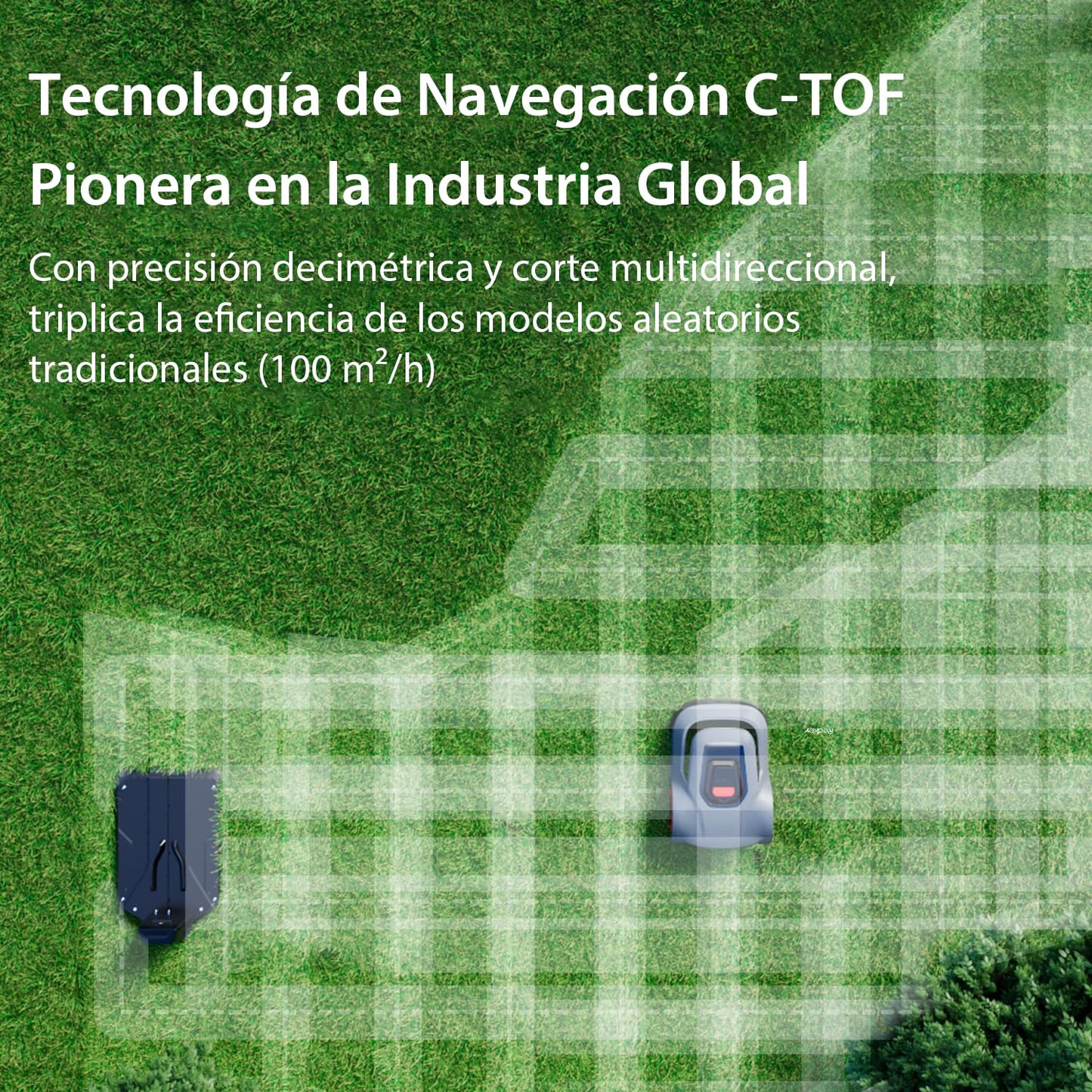 Redkey MGC1000 Robot Cortacesped, Robot Cortacésped con Cable Delimitador 1000m² Tecnología C-TOF Planificación de Rutas Cartografía 45% Capacidad de Escalada Control APP Silencioso 57dB
