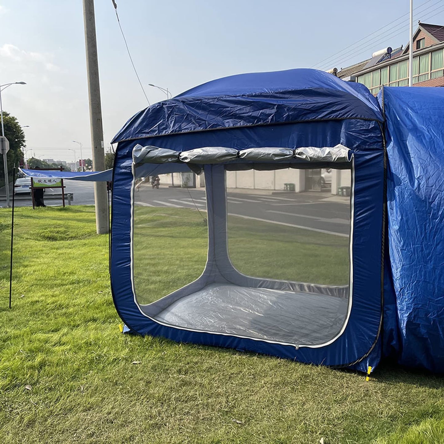 LSyySy Tienda de campaña trasera desplegable para automóvil, SUV, para camping, tiendas de campaña para campistas, tienda de campaña multiusos conectada al vehículo, ajuste universal