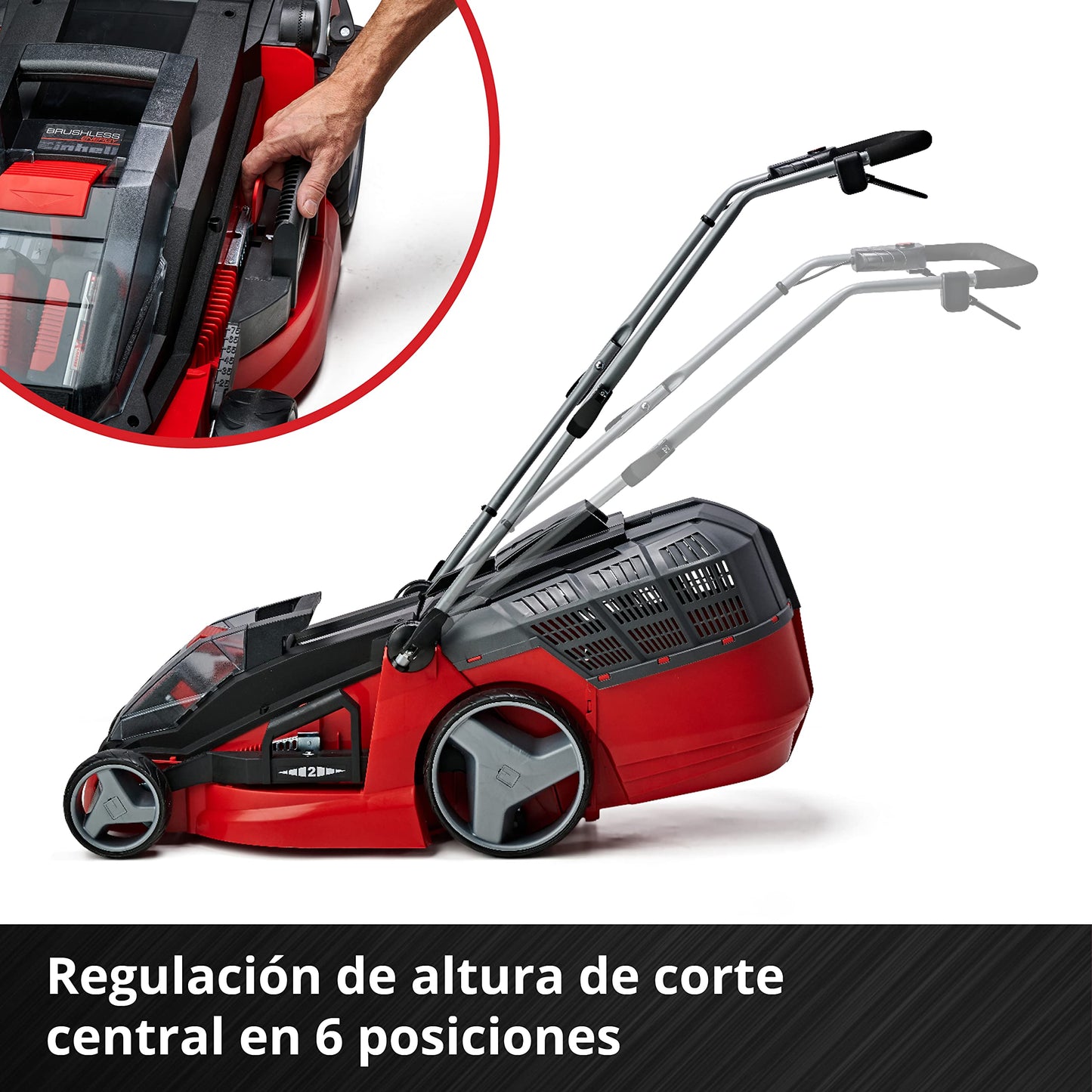Einhell Cortacésped GE-CM 43 Li M Kit Power X-Change (36V, 43 cm ancho de corte, hasta 600 m², Brushless, función de mulching, 63L bolsa recolectora, con 2x 4,0 Ah baterías y 2x cargadores)