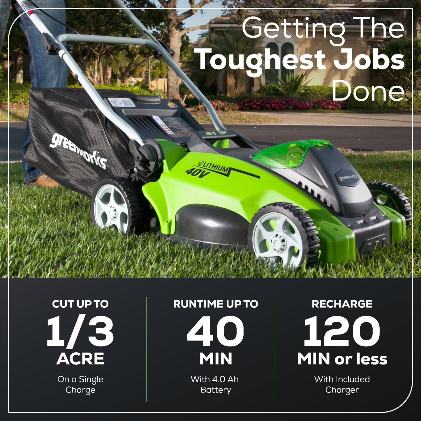 Greenworks 17-Inch 40V Cordless Lawn Mower, Battery Not Included MO40B01