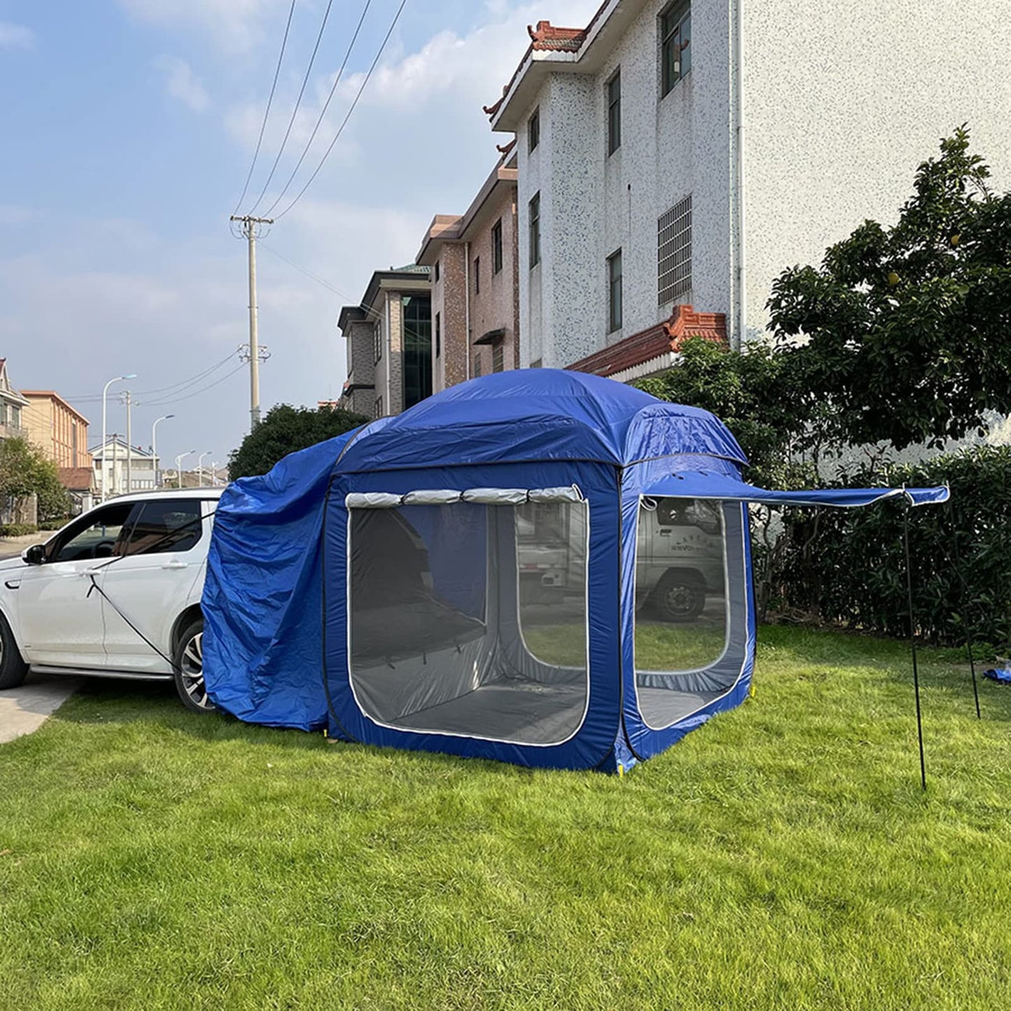 LSyySy Tienda de campaña trasera desplegable para automóvil, SUV, para camping, tiendas de campaña para campistas, tienda de campaña multiusos conectada al vehículo, ajuste universal