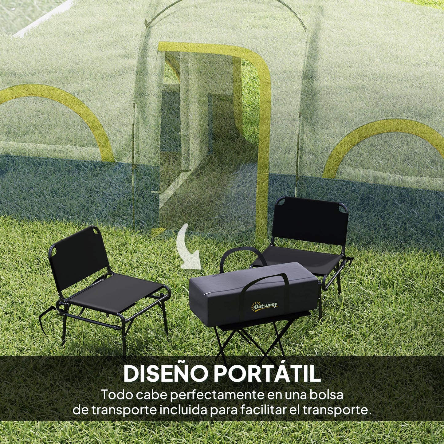 Outsunny Tienda de Campaña Familiar Tipo Túnel para de 4-6 Personas Impermeable 3000 mm Tienda de Camping Plegable con 2 Dormitorios Bolsa para Senderismo 435x251x195 cm Azul y Blanco