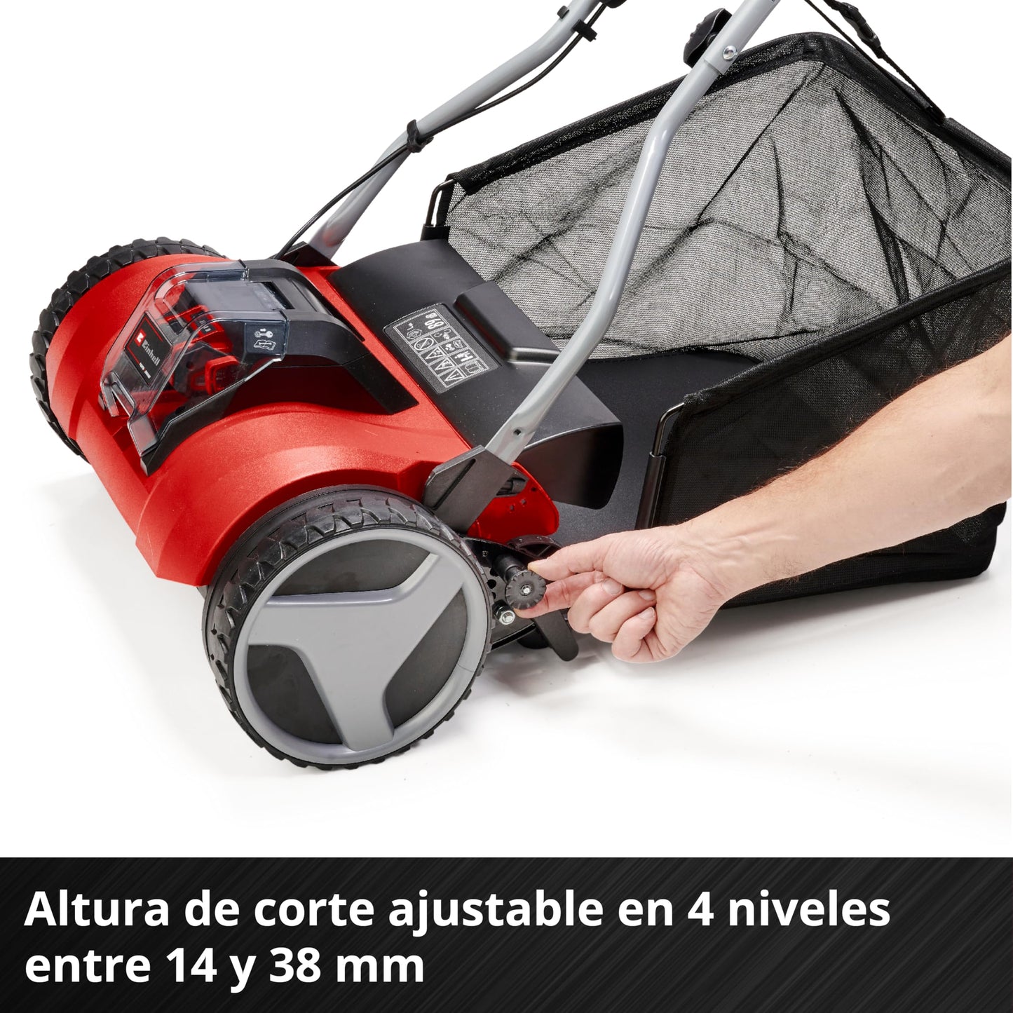 Einhell Cortacésped a batería - GE-HM 18/38 Li Solo PXC. Iones de litio, husillo de cortacésped montado sobre cojinetes de bolas con 5 cuchillas de acero. Suministrado sin batería ni cargador