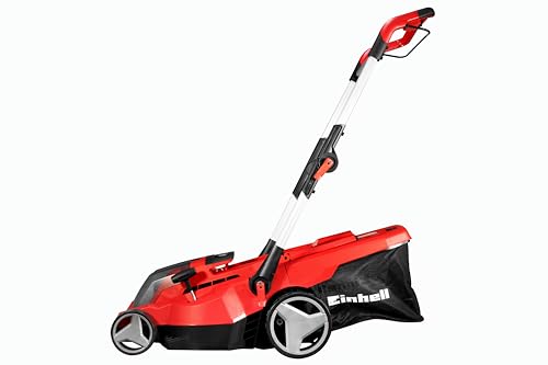 Einhell Cortacésped a batería - GE-CM 36/37 Li-Solo Power X-Change. iones de litio, ajuste de altura de corte central de 6 niveles 25-75 mm, cesta de recogida de hierba de 45 l. Sin batería y cargador