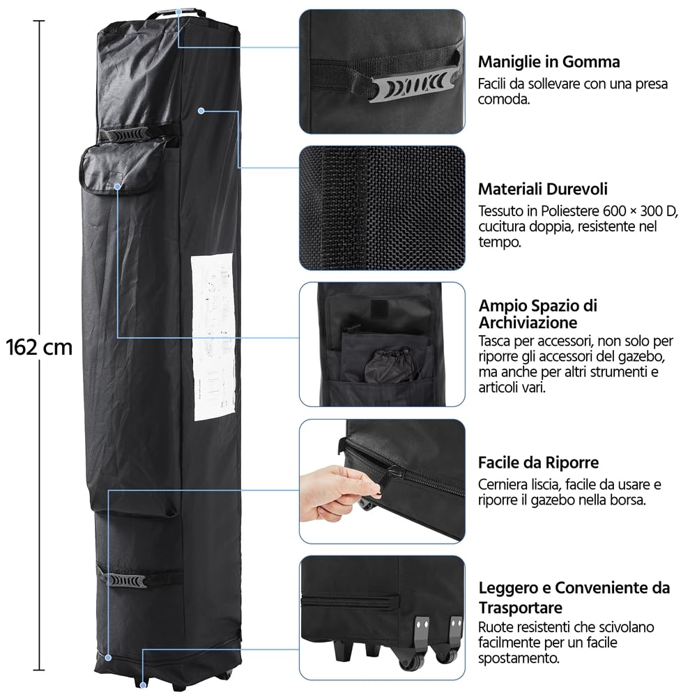 Yaheetech Carpa Plegable 3x3 Carpas para Exteriores Altura Ajustable de 323-341cm Camping Cenador de Jardín Impermeable Sombrilla Carpa Playa Terraza Toldo con 4 Bolsas Beige