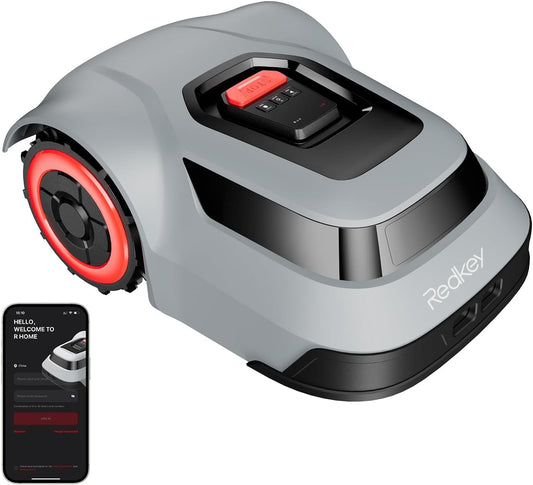Redkey MGC1000 Robot Cortacesped, Robot Cortacésped con Cable Delimitador 1000m² Tecnología C-TOF Planificación de Rutas Cartografía 45% Capacidad de Escalada Control APP Silencioso 57dB