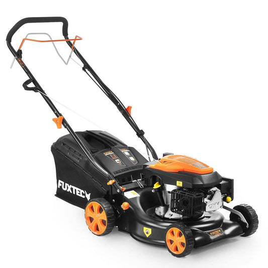 FUXTEC FX-RM4346 cortacésped de tracción de gasolina - 3n1 cortacésped de gasolina autopropulsado con mulching, Easy Clean, anchura de corte 43 cm, bolsa de hierba de 40L