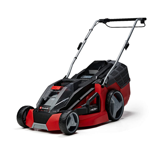 Einhell Cortacésped GE-CM 43 Li M Kit Power X-Change (36V, 43 cm ancho de corte, hasta 600 m², Brushless, función de mulching, 63L bolsa recolectora, con 2x 4,0 Ah baterías y 2x cargadores)