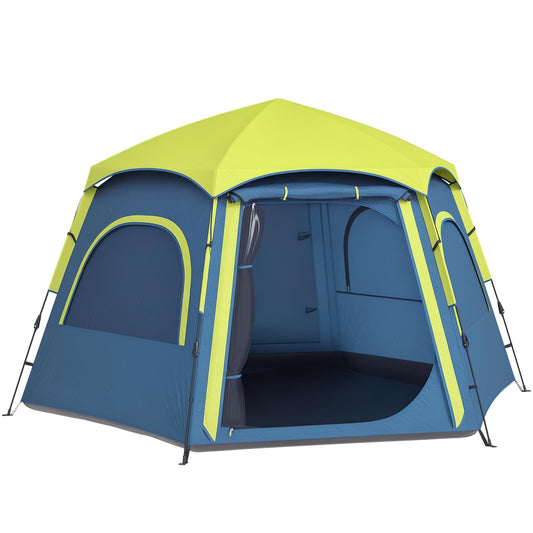 Outsunny Tienda de Campaña para 2-4 Personas Tienda de Camping Plegable con Fácil Instalación Ventanas de Malla Gancho y Bolsa de Transporte Protección UV Impermeable para Senderismo Azul y Verde