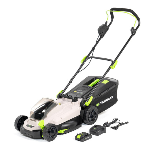 Murray Cortacésped Inalámbrico 20V Li-Ion con Motor de Inducción 2900/min MU-BAT-LM33-KIT – Ancho de Corte de 33 cm, Recogedor de Césped de 32L – 5 Niveles – Mulching, Trasera, Recogedor
