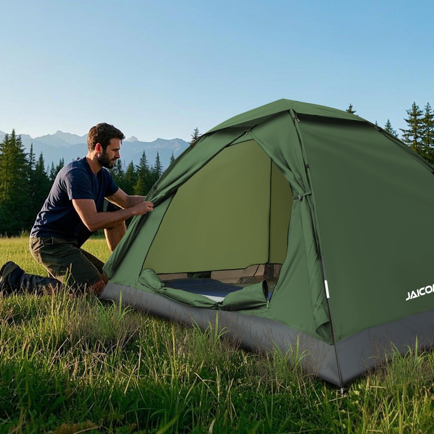 JAICOM Tienda de Campaña para 2 Persona, Tiendas iglú Ultraligera e Impermeable, Fácil de Montar Doble Capa Tienda Campaña, para Senderismo, Escalada al Aire Libre, Camping, Playa, Familia