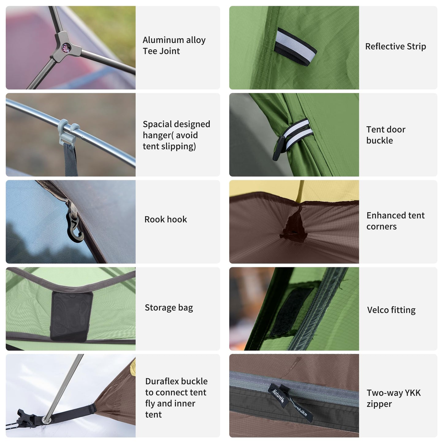 Naturehike Tienda de Campaña Mejorar Cloud Up 2 Persona Tienda de Trekking Ultraligero Impermeable (20D Verde Bosque)