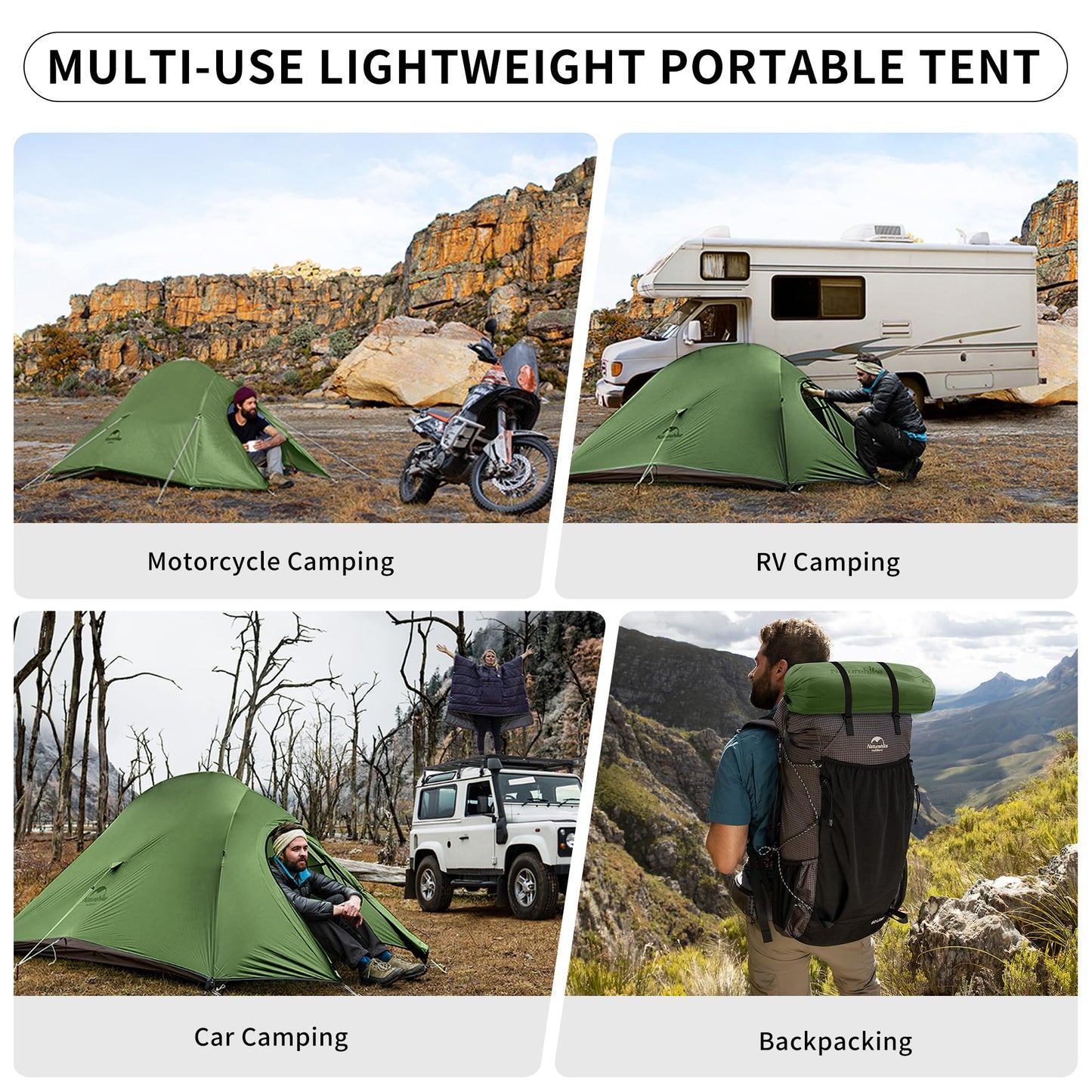 Naturehike Tienda de Campaña Mejorar Cloud Up 2 Persona Tienda de Trekking Ultraligero Impermeable (20D Verde Bosque)
