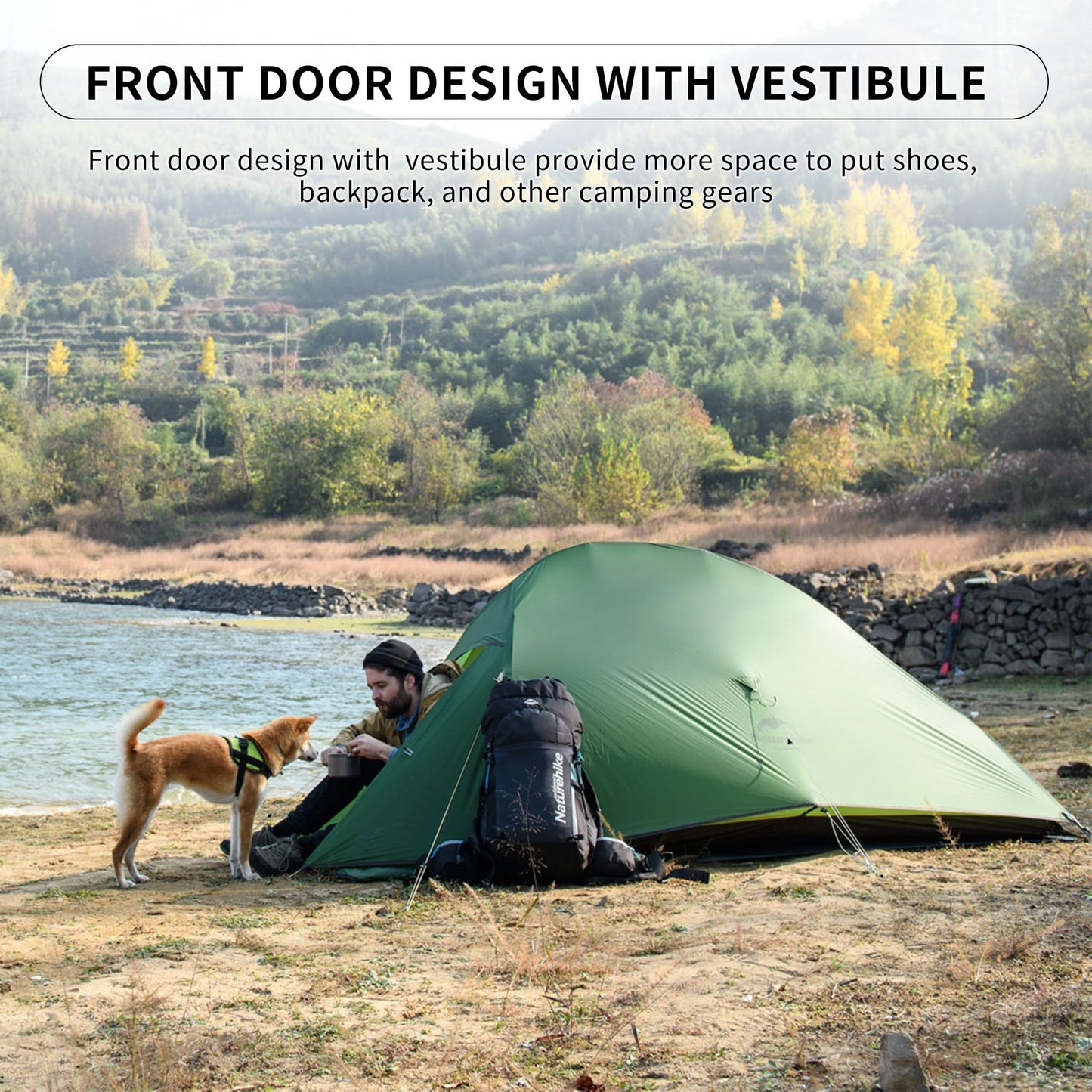 Naturehike Tienda de Campaña Mejorar Cloud Up 2 Persona Tienda de Trekking Ultraligero Impermeable (20D Verde Bosque)