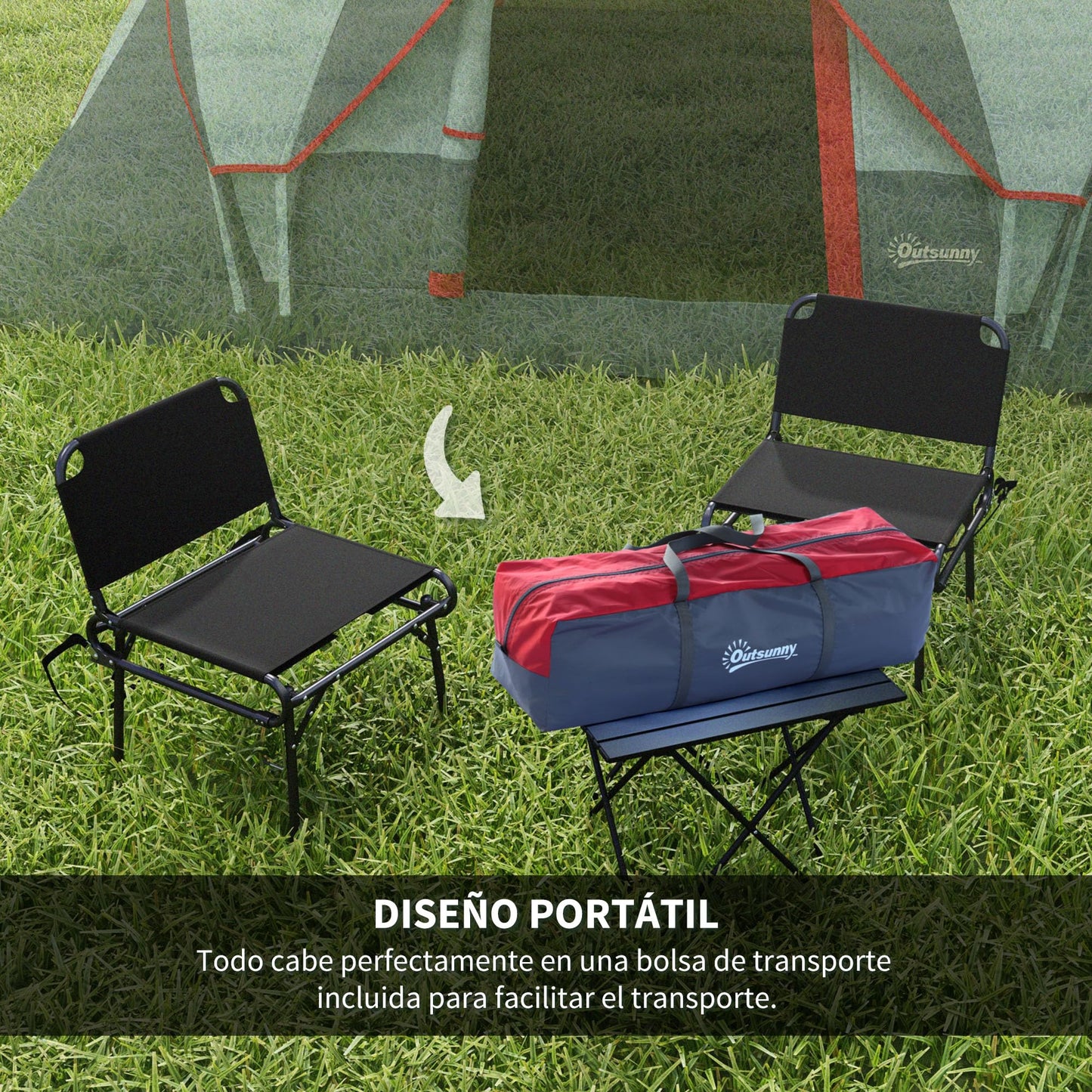 Outsunny Tienda de Campaña Familiar para 5 Personas Tienda de Acampada de Túnel Impermeable 3000mm+ Tienda de Camping con Bolsa de Transporte y Gancho para Pescar Senderismo 455x220x180 cm Gris
